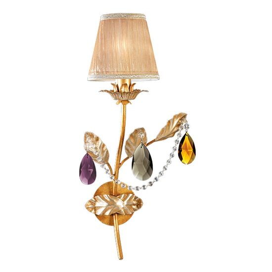 F2-3176-1 > WALL SCONCES GOLD AND SILVER ANTICO WITH BOEMIA CRYSTAL WITH SHADE