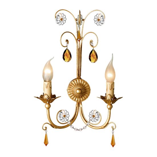 F2-331-2 > WALL SCONCES GOLD ANTICO AND WITH COLOURED SWAROVSKI STRASS