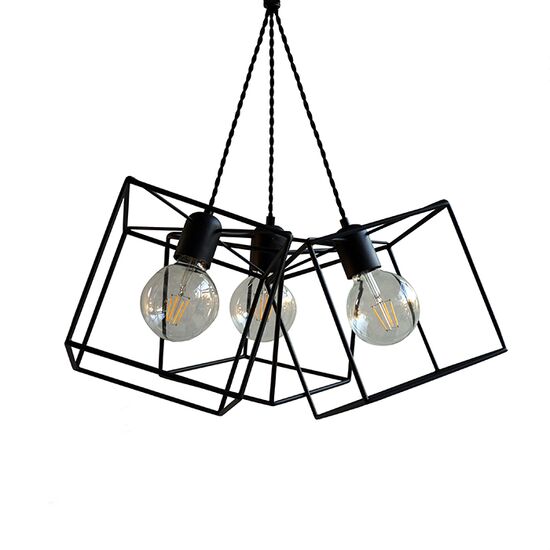 PENDANTS COMPOSITION OF 3 SQUARE WIRE LUMINAIRES