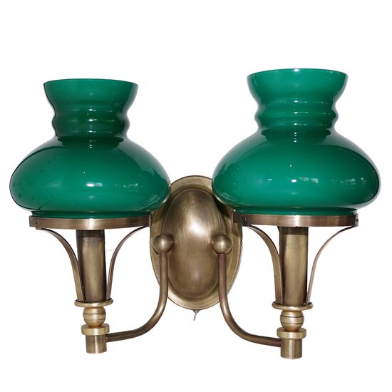 WALL SCONCES TRADITIONAL LAMP HANDMADE FROM MURANO GLASS BRONZE GREEN 2 LIGHTS