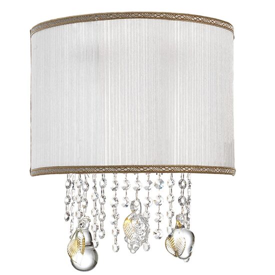 F2-7618-1 > WALL SCONCES SILVER WITH SWA SPECTRA AND FRUIT CRYSTAL WITH SHADE