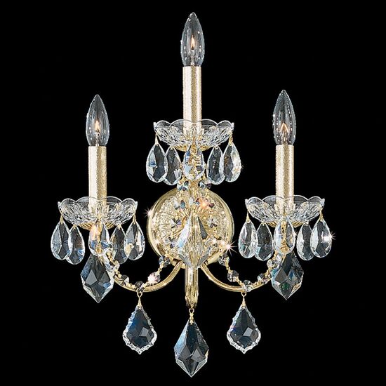 SCHONBEK ΚΛΑΣΣΙΚΆ ΦΩΤΙΣΤΙΚΆ ΑΠΛΊΚΕΣ CENTURY 3 LIGHT 220V WALL SCONCE IN RICH AUERELIA GOLD WITH CLEAR HERITAGE CRYSTAL
