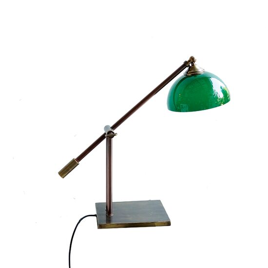TABLE LAMPS BRONZE DESKLAMP WITH MOVABLE ARM MURANO GLASS GREEN