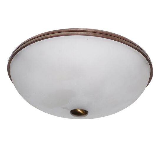 CLOSE TO CEILING LAMP WITH FRAME IN BRONZE AND WHITE GLASS