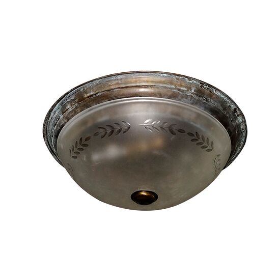 CLOSE TO CEILING BRONZELAMP WITH ARTIFICIAL AGING AND SANDBLASTING HANDMADE GLASS