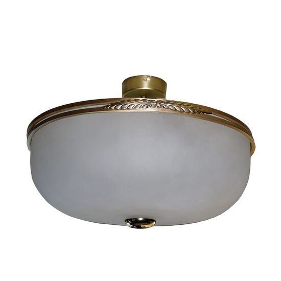 CLOSE TO CEILING SEMI SUSPENDED BRONZE LAMP WITH WHITE HANDMADE GLASS DIAMETER 40 CM