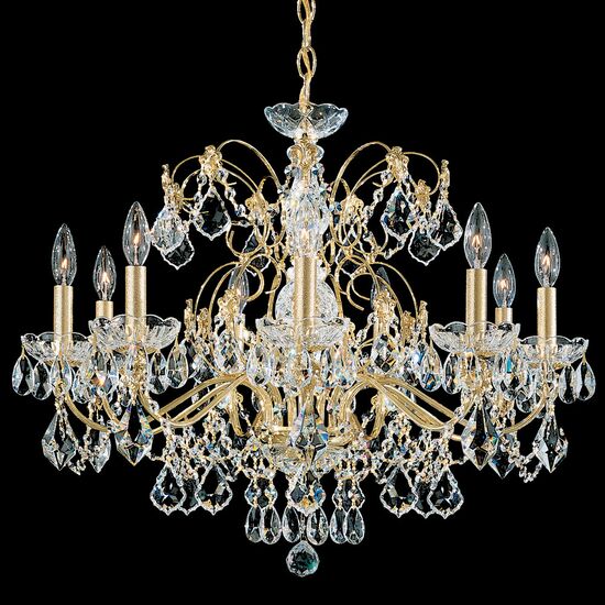 CLASSIC CRYSTAL LIGHTING SCHONBEK > CHANDELIERS > CENTURY 9 LIGHT 220V CHANDELIER IN RICH AUERELIA GOLD WITH CLEAR HERITAGE CRYSTAL - ΚΡΕΜΑΣΤΆ ΦΩΤΙΣΤΙΚΆ
