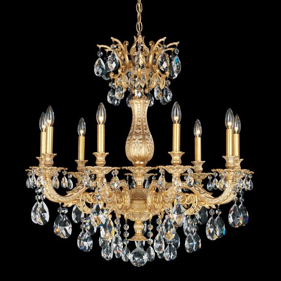 CLASSIC CRYSTAL LIGHTING SCHONBEK > CHANDELIERS > MILANO 9 LIGHT 220V CHANDELIER IN PARCHMENT GOLD WITH CLEAR CRYSTALS FROM SWAROVSKI® - ΚΡΕΜΑΣΤΆ ΦΩΤΙΣΤΙΚΆ