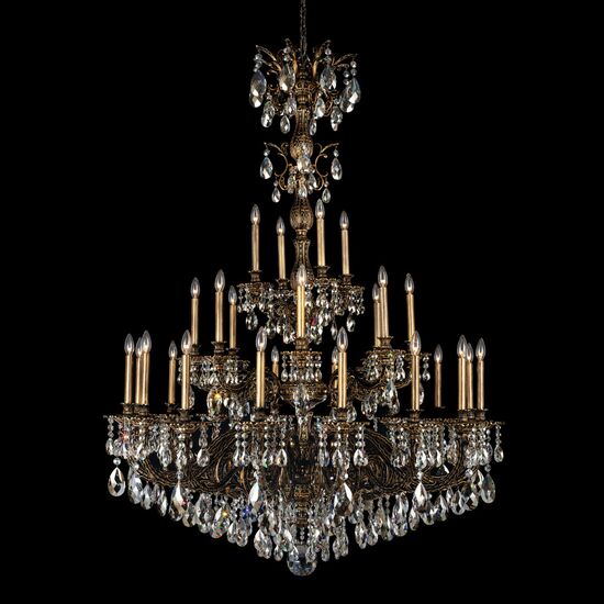 CLASSIC CRYSTAL LIGHTING SCHONBEK > CHANDELIERS > MILANO 28 LIGHT 220V CHANDELIER IN MIDNIGHT GILD WITH CLEAR OPTIC CRYSTAL - ΚΡΕΜΑΣΤΆ ΦΩΤΙΣΤΙΚΆ