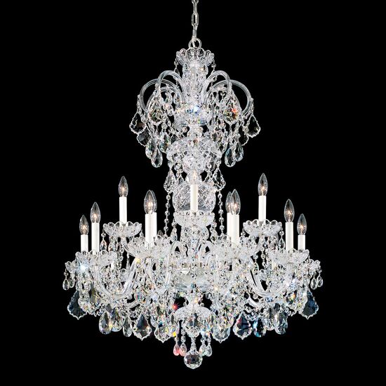 CLASSIC CRYSTAL LIGHTING SCHONBEK > CHANDELIERS > OLDE WORLD 15 LIGHT 220V CHANDELIER IN SILVER WITH CLEAR CRYSTALS FROM SWAROVSKI® - ΚΡΕΜΑΣΤΆ ΦΩΤΙΣΤΙΚΆ