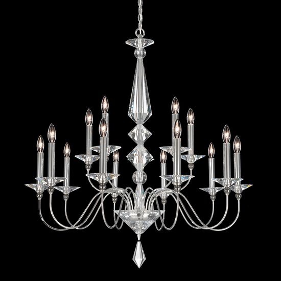 CLASSIC CRYSTAL LIGHTING SCHONBEK > CHANDELIERS > JASMINE 15 LIGHT 220V CHANDELIER IN SILVER WITH CLEAR OPTIC CRYSTAL - ΚΡΕΜΑΣΤΆ ΦΩΤΙΣΤΙΚΆ