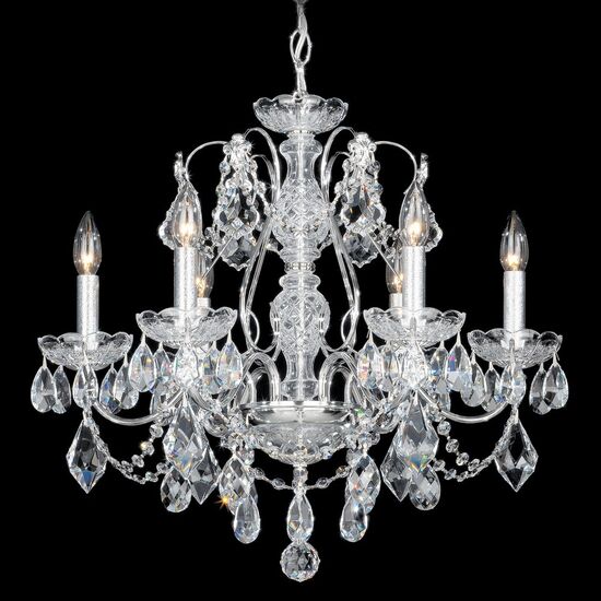 SCHONBEK ΚΛΑΣΣΙΚΆ ΦΩΤΙΣΤΙΚΆ ΚΡΕΜΑΣΤΆ CENTURY 6 LIGHT 220V CHANDELIER IN SILVER WITH CLEAR HERITAGE CRYSTAL