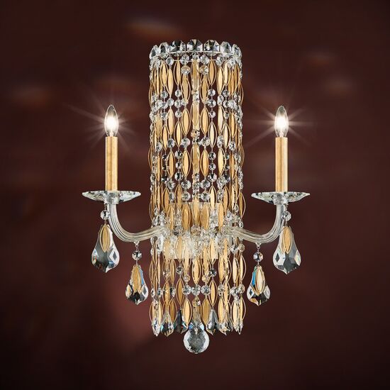 SCHONBEK ΚΛΑΣΣΙΚΆ ΦΩΤΙΣΤΙΚΆ ΑΠΛΊΚΕΣ SARELLA 2 LIGHT 220V WALL SCONCE IN HEIRLOOM GOLD WITH CRYSTAL CRYSTALS FROM SWAROVSKI®