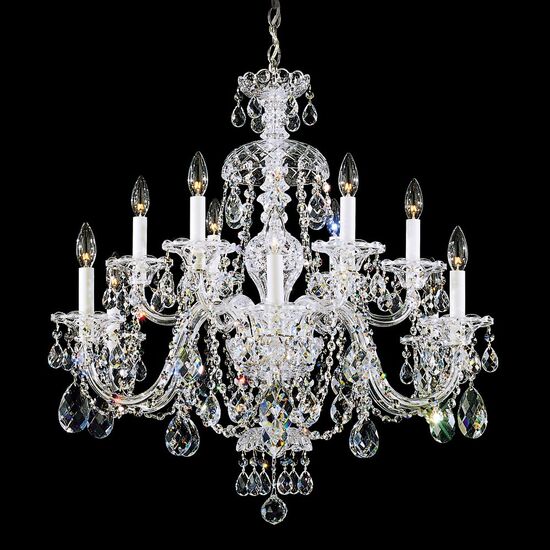 SCHONBEK ΚΛΑΣΣΙΚΆ ΦΩΤΙΣΤΙΚΆ ΚΡΕΜΑΣΤΆ STERLING 12 LIGHT 220V CHANDELIER IN SILVER WITH CLEAR HERITAGE CRYSTAL
