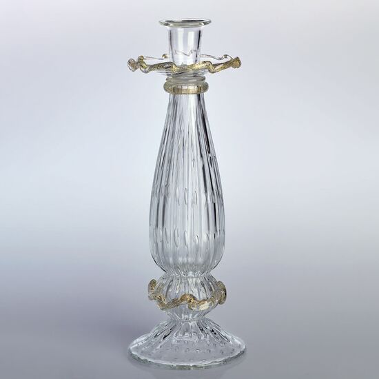 ΑΠΛΊΚΕΣ ΕΠΊΤΟΙΧΑ ΦΩΤΙΣΤΙΚΆ  CANDELABRUM CLEAR GLASS WITH GOLD  W:140MM   H:390MM    