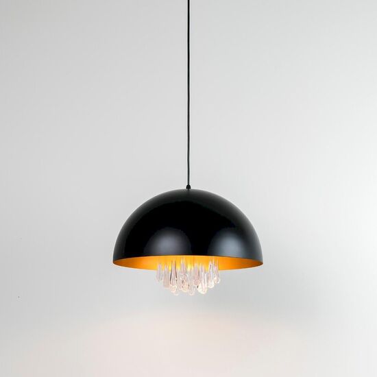 SUSPENSION BLACK LACQUER+ GOLDEN INTERIOR RAINDROPS - ΚΡΕΜΑΣΤΆ ΦΩΤΙΣΤΙΚΆ