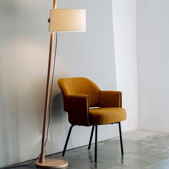 OAK WOOD FLOOR LAMP WITH LINEN SHADE LINOOD