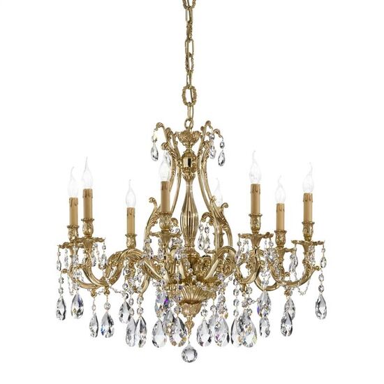 ΚΛΑΣΙΚΆ ΦΩΤΙΣΤΙΚΆ < ΙΤΑΛΙΚΆ POSSONI >   FRENCH GOLD CHANDELIER WITH PEAR SHAPE SCHOLER CRYSTAL FINISH  002    8XMAX42W E14 - ΚΡΕΜΑΣΤΆ ΦΩΤΙΣΤΙΚΆ