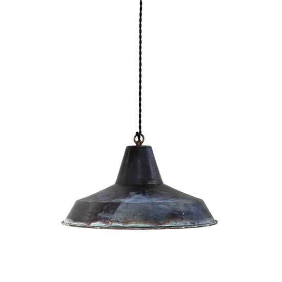 DITS TRADITIONAL HANDCRAFTED LAMPS > PENDANT SINGLE LIGHT HAT SHAPE WITH ARTIFICIAL AGING BRONZE D38 CM-E27 . - PENDANT LIGHTS