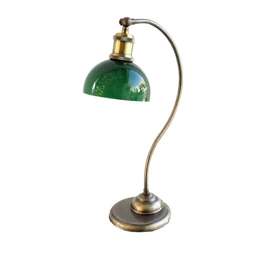 TRADITIONAL HANDMADE LAMPS DITS > TABLE HANDMADE BRONZE LAMP WITH MURANO GLASS GREEN. - OFFICE LIGHTING