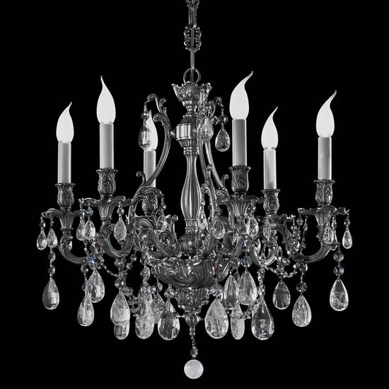 ΚΛΑΣΙΚΆ ΦΩΤΙΣΤΙΚΆ < ΙΤΑΛΙΚΆ POSSONI >   OLD SILVER CHANDELIER WITH PEAR SHAPE ROCK CRYSTAL FINISH  013    6XMAX42W E14 - ΚΡΕΜΑΣΤΆ ΦΩΤΙΣΤΙΚΆ