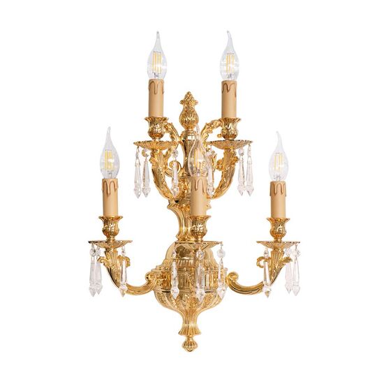 ΚΛΑΣΙΚΆ ΦΩΤΙΣΤΙΚΆ < ΙΤΑΛΙΚΆ POSSONI >   GOLD PLATED FINISH WALL LIGHT WITH SCHOELER CRYSTAL FINISH  006    5XMAX 42W E14 - ΤΟΊΧΟΥ ΦΩΤΙΣΤΙΚΆ 