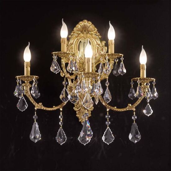 ΚΛΑΣΙΚΆ ΦΩΤΙΣΤΙΚΆ < ΙΤΑΛΙΚΆ POSSONI >   FRENCH GOLD WALL LIGHT WITH PENDELOQUES SCHOELER CRYSTAL FINISH  002    5XMAX42W E14 - ΚΡΕΜΑΣΤΆ ΦΩΤΙΣΤΙΚΆ