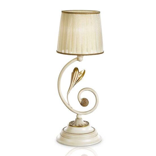 ΚΛΑΣΙΚΆ ΦΩΤΙΣΤΙΚΆ < ΙΤΑΛΙΚΆ POSSONI >   ANTIQUE WHITE AND GOLD TABLE LAMP WITH ORGANZA SHADE FINISH  091    1XMAX42W E14 - ΚΡΕΜΑΣΤΆ ΦΩΤΙΣΤΙΚΆ