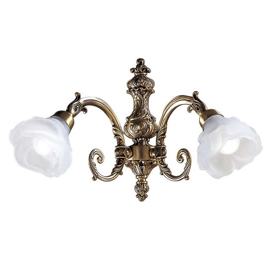 ΚΛΑΣΙΚΆ ΦΩΤΙΣΤΙΚΆ < ΙΤΑΛΙΚΆ POSSONI >   ANTIQUE BRASS FINISH WALL LIGHT WITH GLASS FINISH  008    2XMAX28W E14 - ΚΡΕΜΑΣΤΆ ΦΩΤΙΣΤΙΚΆ