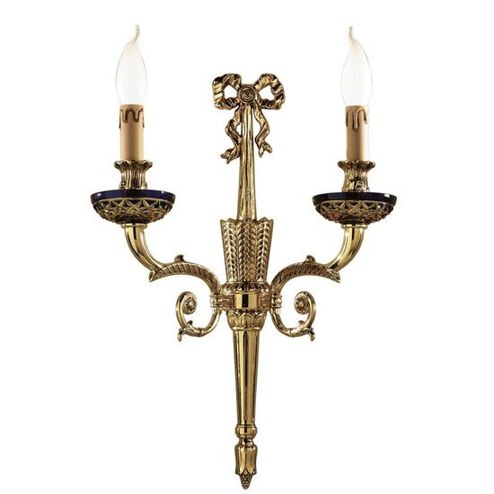 ΚΛΑΣΙΚΆ ΦΩΤΙΣΤΙΚΆ < ΙΤΑΛΙΚΆ POSSONI >   SHADED GOLD PLATED WALL LIGHT WITH BLUE CRYSTAL FINISH  079    2XMAX42W E14 - ΚΡΕΜΑΣΤΆ ΦΩΤΙΣΤΙΚΆ