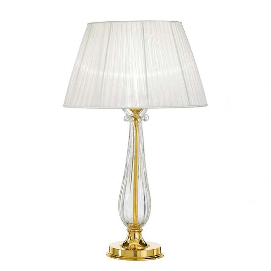 ΚΛΑΣΙΚΆ ΦΩΤΙΣΤΙΚΆ < ΙΤΑΛΙΚΆ POSSONI >   GOLD PLATED CHANDELIER WITH CRYSTAL AND ORGANZA SHADES FINISH  006    6XMAX42W E14 - ΚΡΕΜΑΣΤΆ ΦΩΤΙΣΤΙΚΆ
