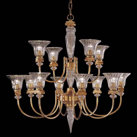 ΚΛΑΣΙΚΆ ΦΩΤΙΣΤΙΚΆ < ΙΤΑΛΙΚΆ POSSONI >   SATIN GOLD PLATED FINISH CHANDELIER WITH CRYSTAL FINISH  033    12XMAX42W E14 - ΚΡΕΜΑΣΤΆ ΦΩΤΙΣΤΙΚΆ