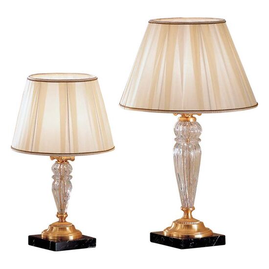 ΚΛΑΣΙΚΆ ΦΩΤΙΣΤΙΚΆ < ΙΤΑΛΙΚΆ POSSONI >   SATIN GOLD PLATED FINISH TABLE LAMP WITH CRYSTAL, SILK SHADE FINISH  033    1XMAX42W E27 - ΚΡΕΜΑΣΤΆ ΦΩΤΙΣΤΙΚΆ