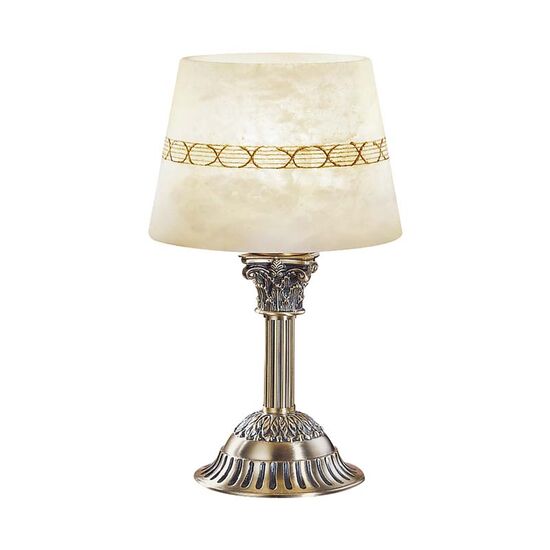 CLASSIC LAMPS < ITALIAN POSSONI > TABLE LAMPS >ANTIQUE BRASS FINISH TABLE LAMP WITH ALABASTER - TABLE LAMPS