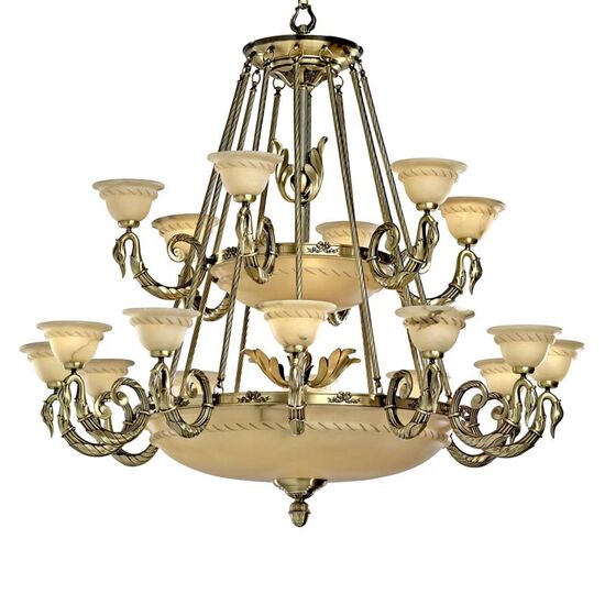 ΚΛΑΣΙΚΆ ΦΩΤΙΣΤΙΚΆ < ΙΤΑΛΙΚΆ POSSONI >   ANTIQUE BRASS CHANDELIER WITH ALABASTER FINISH  008    27XMAX28W E14 - ΚΡΕΜΑΣΤΆ ΦΩΤΙΣΤΙΚΆ