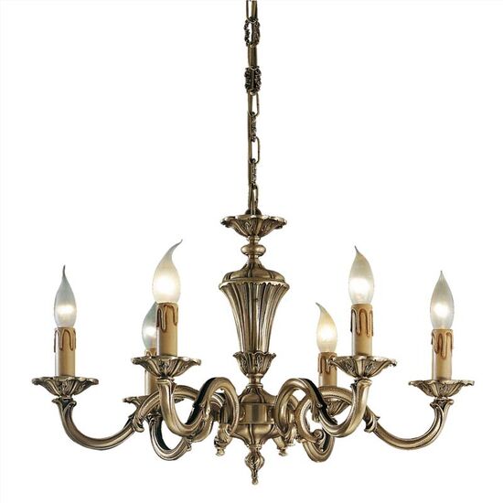ΚΛΑΣΙΚΆ ΦΩΤΙΣΤΙΚΆ < ΙΤΑΛΙΚΆ POSSONI >   ANTIQUE BRASS FINISH CHANDELIER FINISH  008    6XMAX42W E14 - ΚΡΕΜΑΣΤΆ ΦΩΤΙΣΤΙΚΆ