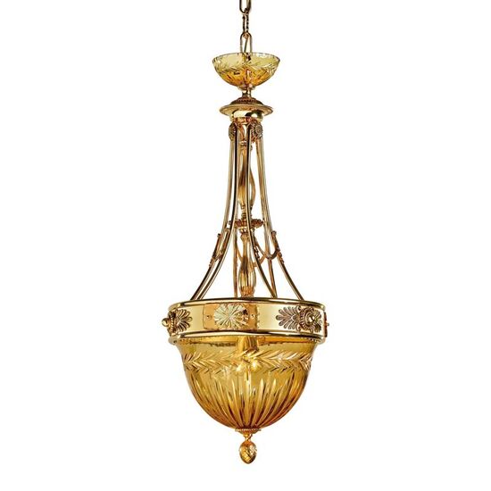 ΚΛΑΣΙΚΆ ΦΩΤΙΣΤΙΚΆ < ΙΤΑΛΙΚΆ POSSONI >   SHADED GOLD PLATED PENDANT WITH AMBER CRYSTAL FINISH  079    5XMAX42W E14 - ΚΡΕΜΑΣΤΆ ΦΩΤΙΣΤΙΚΆ