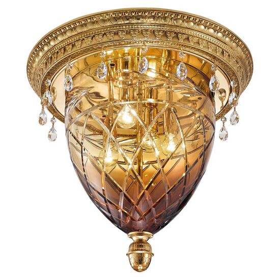 ΚΛΑΣΙΚΆ ΦΩΤΙΣΤΙΚΆ < ΙΤΑΛΙΚΆ POSSONI >   SHADED GOLD PLATED FINISH CEILING LIGHT AMBER CRYSTAL AND SCHOELER DROPS FINISH  079    4XMAX28W E14 - ΟΡΟΦΉΣ ΦΩΤΙΣΤΙΚΆ 
