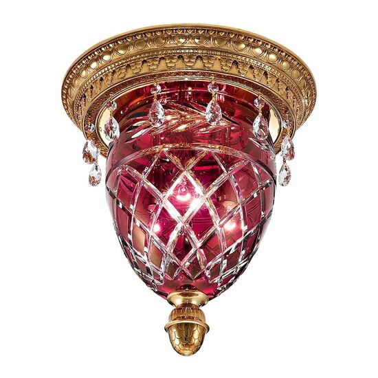 ΚΛΑΣΙΚΆ ΦΩΤΙΣΤΙΚΆ < ΙΤΑΛΙΚΆ POSSONI >   SHADED GOLD PLATED FINISH CEILING LIGHT RED CRYSTAL AND SCHOELER DROPS FINISH  079    3XMAX28W E14 - ΟΡΟΦΉΣ ΦΩΤΙΣΤΙΚΆ 