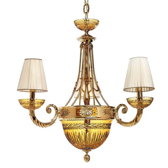 ΚΛΑΣΙΚΆ ΦΩΤΙΣΤΙΚΆ < ΙΤΑΛΙΚΆ POSSONI >   SHADED GOLD PLATED CHANDELIER WITH AMBER CRYSTAL WITH SHADES FINISH  079    8XMAX42W E14 - ΚΡΕΜΑΣΤΆ ΦΩΤΙΣΤΙΚΆ
