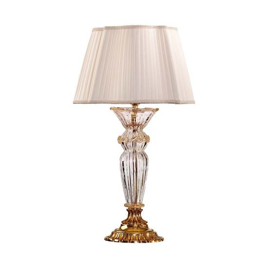 ΚΛΑΣΙΚΆ ΦΩΤΙΣΤΙΚΆ < ΙΤΑΛΙΚΆ POSSONI >   TABLE LAMP WITH GLASS AND PLEATED SILK SHADE FINISH  002-079    1XMAX42W E27 - ΕΠΙΤΡΑΠΈΖΙΑ ΦΩΤΙΣΤΙΚΆ