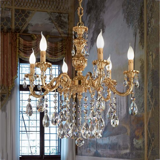 ΚΛΑΣΙΚΆ ΦΩΤΙΣΤΙΚΆ < ΙΤΑΛΙΚΆ POSSONI >   FRENCH GOLD FINISH CHANDELIER WITH PEAR SHAPE SCHOELER CRYSTAL FINISH  002    6XMAX42W E14 - ΚΡΕΜΑΣΤΆ ΦΩΤΙΣΤΙΚΆ