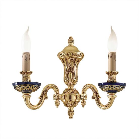 ΚΛΑΣΙΚΆ ΦΩΤΙΣΤΙΚΆ < ΙΤΑΛΙΚΆ POSSONI >   SHADED GOLD PLATED FINISH WALL LIGHT WITH BLUE CRYSTAL FINISH  079    2XMAX42W E14 - ΤΟΊΧΟΥ ΦΩΤΙΣΤΙΚΆ 
