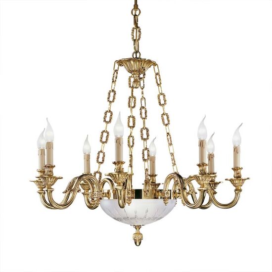 ΚΛΑΣΙΚΆ ΦΩΤΙΣΤΙΚΆ < ΙΤΑΛΙΚΆ POSSONI >   FRENCH GOLD FINISH CHANDELIER WITH HAND CUT SATIN GLASS FINISH  002    8XMAX42W + 2XMAX28W E14 - ΚΡΕΜΑΣΤΆ ΦΩΤΙΣΤΙΚΆ