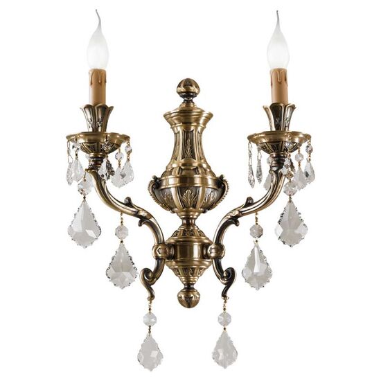 ΚΛΑΣΙΚΆ ΦΩΤΙΣΤΙΚΆ < ΙΤΑΛΙΚΆ POSSONI >   ANTIQUE BRASS FINISH WALL LIGHT WITH SCHOELER CRYSTAL FINISH  008    2XMAX42W E14 - ΤΟΊΧΟΥ ΦΩΤΙΣΤΙΚΆ 
