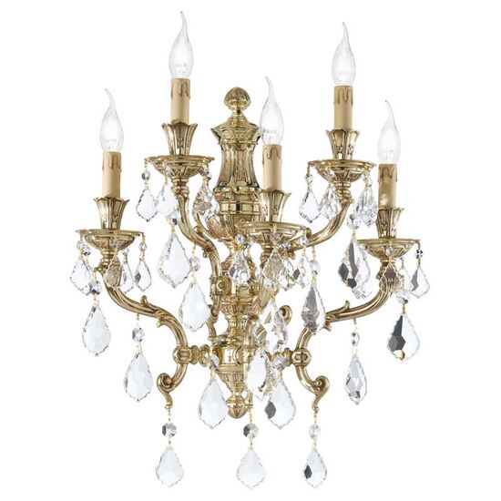 ΚΛΑΣΙΚΆ ΦΩΤΙΣΤΙΚΆ < ΙΤΑΛΙΚΆ POSSONI >   FRENCH GOLD FINISH WALL LIGHT WITH PENDELOQUES SCHOELER CRYSTAL FINISH  002    5XMAX42W E14 - ΤΟΊΧΟΥ ΦΩΤΙΣΤΙΚΆ 