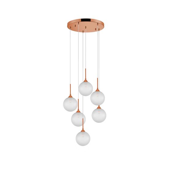 ΜΟΝΤΈΡΝΑ ΦΩΤΙΣΤΙΚΆ ΜΊΝΙΜΑΛ > ΚΡΕΜΑΣΤΆ ΟΡΟΦΉΣ >  PENDANT LIGHT CHANDELIER GLASS:  01129 6-LIGHTS ROUND COPPER - ΜΟΝΤΈΡΝΑ ΦΩΤΙΣΤΙΚΆ
