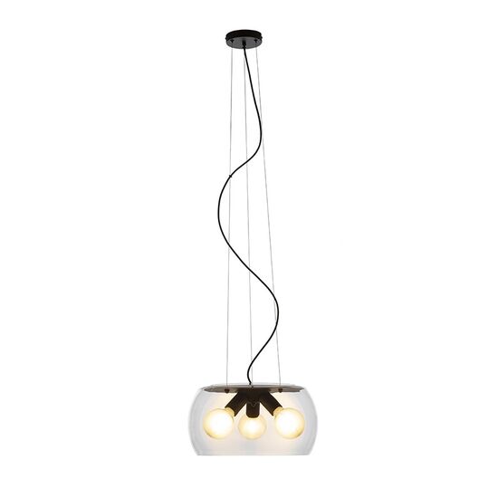 AMANDA ΚΡΕΜΑΣΤΌ ΜΑΎΡΟ ΜΑΤ ΚΑΘΑΡΌ ΓΥΑΛΊ 230V LED E27 3X15W - ΚΡΕΜΑΣΤΆ ΦΩΤΙΣΤΙΚΆ