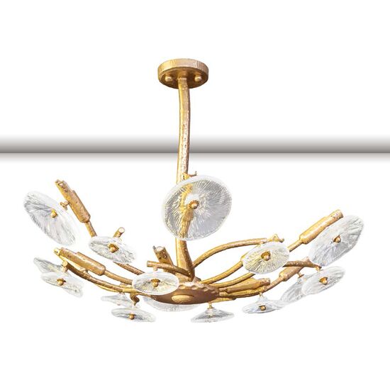 NATURAL BRASS CHANDELIER WITH GLASSES 12XMAX42W G9  DIAM.80-H.60 CM - ΚΛΑΣΙΚΆ ΦΩΤΙΣΤΙΚΆ