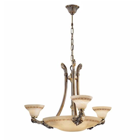 ANTIQUE BRASS FINISH CHANDELIER WITH ALABASTER 9XMAX28W E14  DIAM.85-H.58 CM - ΚΛΑΣΙΚΆ ΦΩΤΙΣΤΙΚΆ